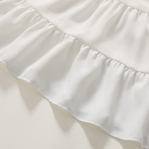 Younger Tree Toddler Girl Outfits Baby Ruffled Sleeveless Princess Dresses Tutu Skirt Summer Sleeveless Smocking Casual Dress(5-6X,White) #TOP5
