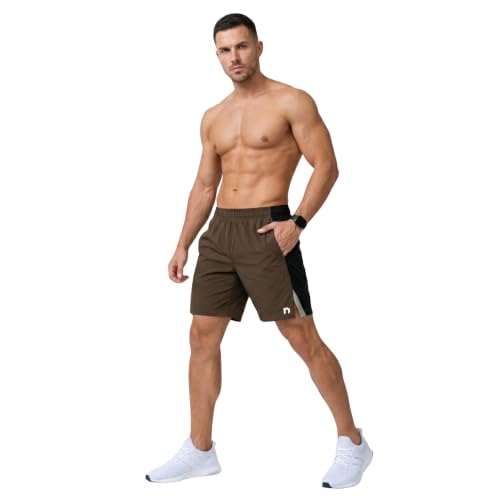 Image of NEVER LOSE Stylish Shorts for Men with Dual Color Design & Side Cut, Gym Shorts Men Workout, Running Shorts, Comfortable Sports Bermuda Shorts