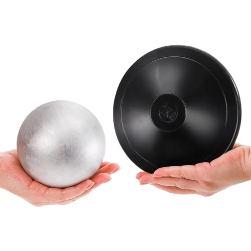 image for Covzoe 2 Pack Shot Put and Rubber Discus Set, 8.8 lb Iron Shot Put Bal