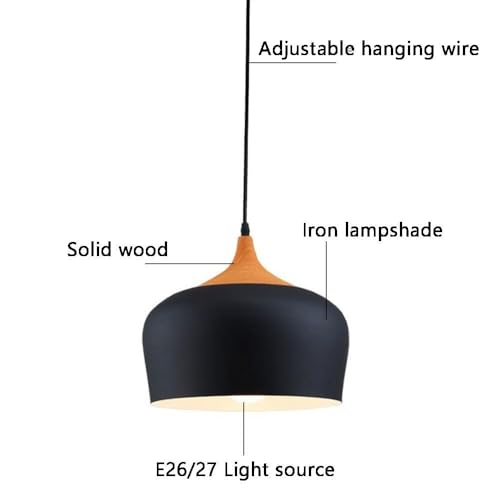 Suspension industrielle créative en bois et métal réglable - 3
