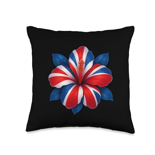 Hibiscus Flower UK Flag Kids Throw Pillow