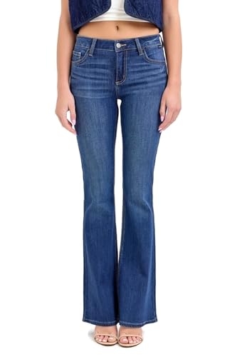 Cello Jeans Women's Juniors Mid Rise Slim Flare Jeans