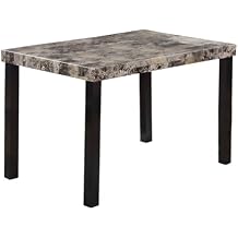 Britney 48" x 30" Transitional Faux Marble Top Dining Table, Rectangular Dining Table for 4, Modern Kitchen or Dining Room Table with Espresso Wood Legs, Compact Small Space Friendly