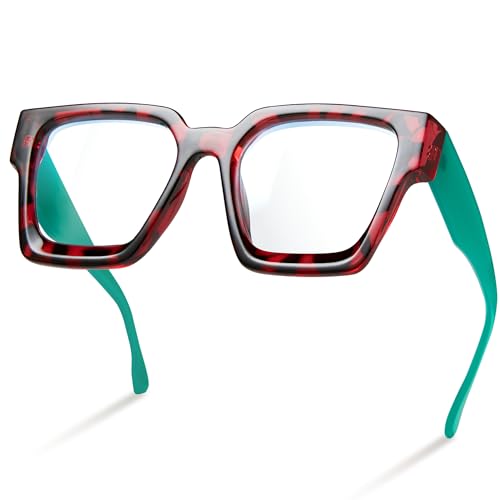 Image of livho Oversized Eyewear Frame for Woman and Men - Rectangle Fashion Glasses for Computer, Chic Preppy Frame