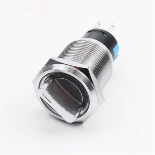 Interruptor de botón pulsador de metal 19mm 2NO 2NC selector rotativo 3 vías amarillo 48V