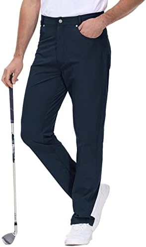 Rdruko Men's Stretch Golf Pants Lightweight Work Casual Pants with Pockets(Navy,US 30)
