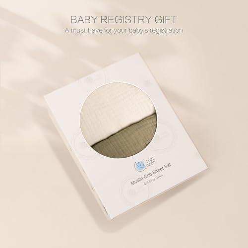Image of lulumoon Baby Muslin Crib Sheets - Toddler Cotton Fitted Crib Sheets Neutral for Boys and Girls 2Pack