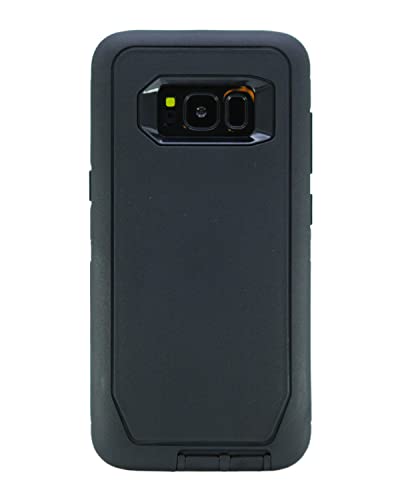 Wallskin Case For Galaxy S8 (5.8") Heavy Duty Full Body Military Grade Drop Protection Carrying Cover Holder | Holster For Men Belt With Clip Stand – Black/Black #TOP3