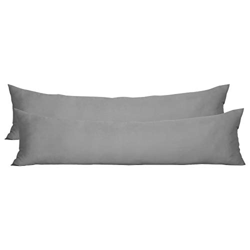WOLTU 2er Set seitenschläferkissen bezug 40x145 cm Dunkelgrau Baumwolle mit Reissverschluss, Nur Kissenbezug, Doppelpack Seitenschläferkissenbezug Schwangerschaftskissenbezug, Keine Füllung