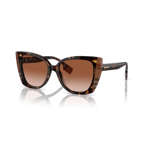BURBERRY BE4393 Meryl 405313 54MM Dark Havana/Check Brown/Brown Gradient Cat Eye Sunglasses for Women + Bundle with Accessory Eyewear Kit