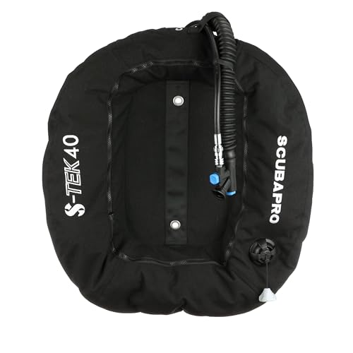 SCUBAPRO S-Tek Donut Wing for Technical Scuba Diving, Includes Inflator Hose and K-Style BPI, 40lbs/18kg, Black