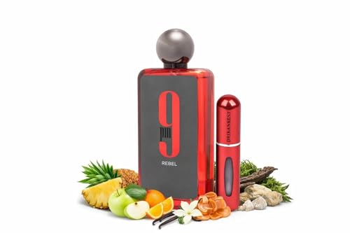 9PM Rebel Eau de Parfum 100ml – Perfume Unisex para Hombre y Mujer, Fresco Intenso, Larga Duración, con Notas de Piña y Maderas + Atomizador Drikanbest 5ML Gratis