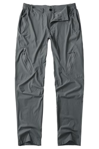 Postropaky Mens Hiking Quick Dry Lightweight Waterproof Fishing Pants Outdoor Travel Climbing Stretch Pants (Dark Gray, 42W x 30L)