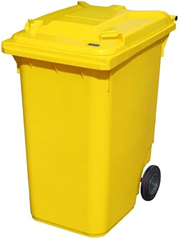 Yellow 360 ltr Wheelie Bin - Large Size Household Wheelie Bin (For Many Councils) - Tough & Durable - For All Your Outdoor Rubbish & Recycling - EN840 Certified & Tested