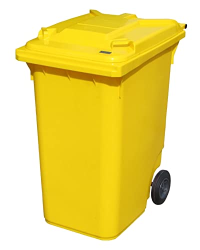 BritishBins Yellow 360 ltr Wheelie Bin - Large Size Household Wheelie Bin (For Many Councils) - Tough & Durable - For All Your Outdoor Rubbish & Recycling - EN840 Certified & Tested