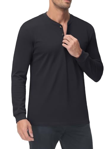 MAGNIVIT Men's Long Sleeve Henley Shirts Cotton 3-Button Spring Casual T-Shirts Solid Color Soft Basic Tops 20252