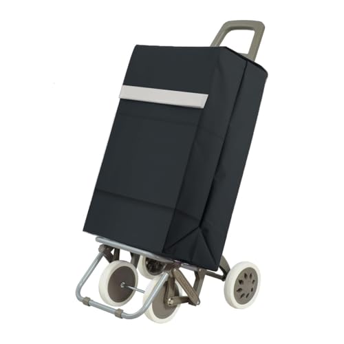 Carro de Compra Plegable Ligero, 100x41x33cm, Capacidad 48 litros, 4 Ruedas, Empaque Cartón Reforzado (Negro)