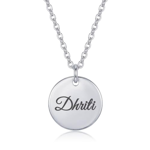 Image of TRUESILVER ACPL 925 Sterling Silver Personalised Necklace for Womens | Customized Engraved Charm Necklaces | Jewelry Gift for Anniversary Wedding Birthday