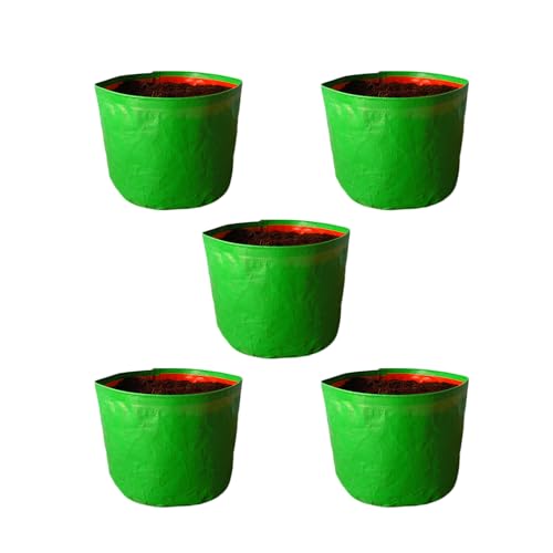Image of BonKaso Growbags 15 * 15 Pack of 5 Terrace /Kitchen Garden Vegetable Planting Pots, HDPE Fabric Leafy Fruits Growing Bag for All Vegetable Plants