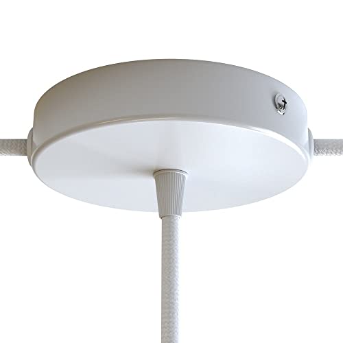 creative cables Kit Rosace cylindrique en métal avec 1 Trou Central et 2 Trous latéraux - Conique, Blanc Brillant