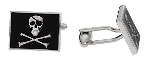 Mancuernillas bandera Jolly Rodger pirata con caja miniatura 2