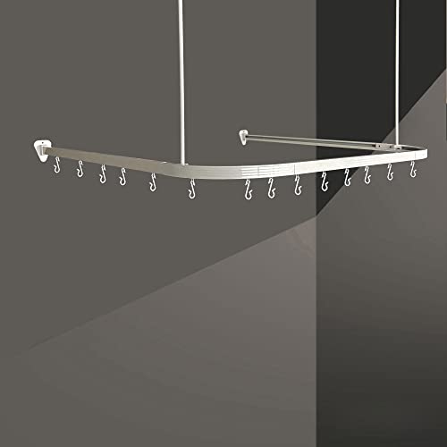 DUSCHVORHANG STANGE WINKELSTANGE VORHANGSCHIENE BARRIEREFREI WEISS CHROM (BADENA UX Weiß)