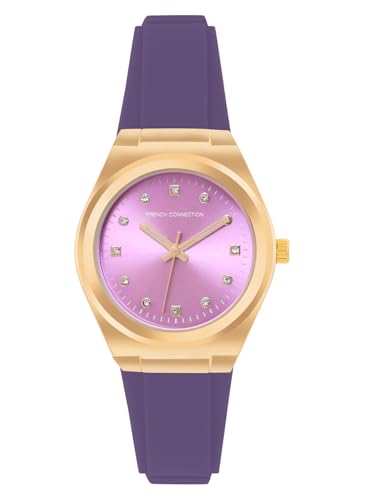 French Connection 3 Hands Purple Dial Round Sunray Analog Watch for Women - FCS07PR