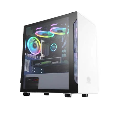 Caja De Computadora De Torre Media Mini ITX/Micro ATX, Diseño De Vidrio Templado, Estructura De Gabinete Dividida, Caja De Computadora De Escritorio, Admite Refrigeración por Agua(White)