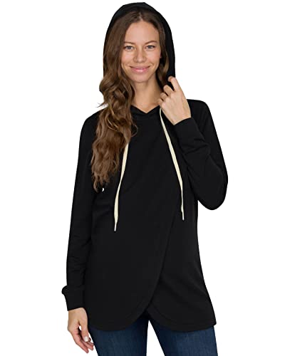 Image of Eliana Ultra-Soft Layered Maternity & Nursing Hoodie - Nursing Sweatshirts for Breastfeeding - Maternity Hoodie