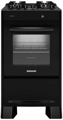 SUGGAR FOGÃO NEO MAX PRETO MESA DE VIDRO 4 BOCAS ACENDIMENTO AUTO...