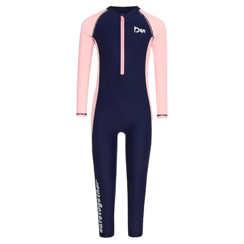 TTAO Kids Girls Colorblock UPF 50+ Full Body Swimsuits Beach Surfing Rash Guards Long Wetsuits