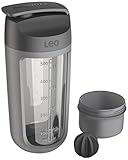 Berghoff LEO Tritan Plastic Shaker Botte, BPA-free, Integrated Protein Powder Compartment, Screw-on Lid, Flip Cap, Silicone Mixing Ball, Leakproof, Gym Accessories, Dishwasher safe