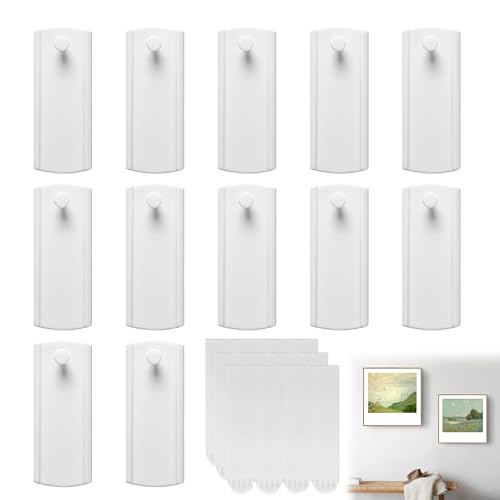 Command Picture Hooks No Nails,12PCS Universal Large Adhesive Picture Hooks Removable Adhesive Picture Hanging Strips Heavy Duty Wall Hanging Strips for Wall Frames on Home and Office