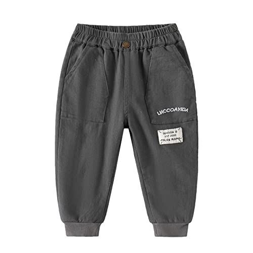 Toddler Boys Pull On Cargo Pants Kids Elastic Waist Active Jogger Pants Casual Trousers with (Grey, 18-24 Months)