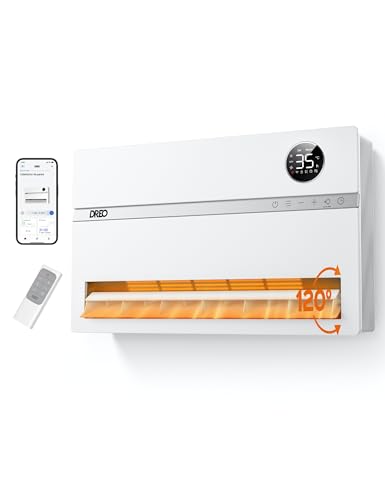 DREO Calefactor smart de pared, radiador eléctrico de bajo consumo 2000W, oscilación vertical de 120°, termostato, control remoto, temporizador de 24H, fácil montaje, compatible con Alexa, WH719S