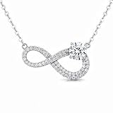 FLUIDABLE Moissanite Necklace, 0.5 Carat D Color VVS1 Simulated Diamond Infinity Pendant Necklaces For Women, 925 Sterling Silver, Rhodium Plated, 45+5cm, Gift Anniversary Valentine's Day(Elsie)