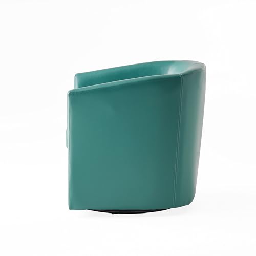Christopher Knight Home Daymian Faux Leather Swivel Club Chair, Living Room Swivel Barrel Chair with Cushion, Modern PU Club Chair with Metal Base, Lounge Chair with Rotation, Blue Turquoise by Christopher Knight Home - Used condition - Image 6