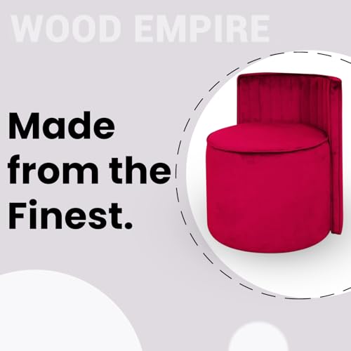 Image of Ottoman Stool for Living Room | Poof Puffy Foot Rest Stool | Upholstered Sitting Pouffe with Backrest | Pouf Mudda for Dressing Table, Home Decor & Office (Red)