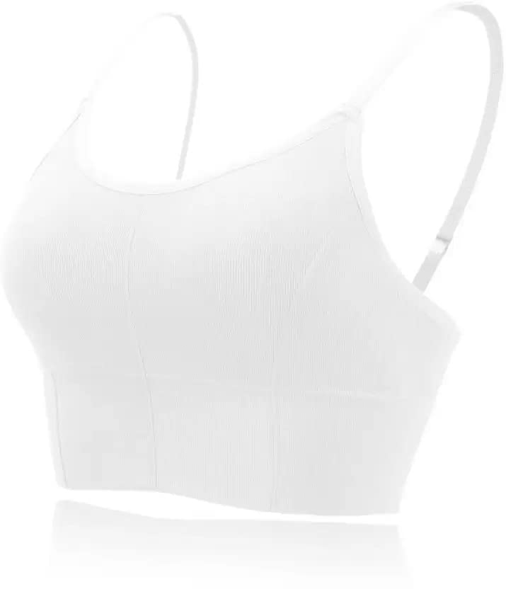 akstore Cotton Sports Bras for Womens Cami Bra Wirefree Removable Pads Lightly Padded Free Size (Best for 28 to 34 Size,B Cup)-picture-47
