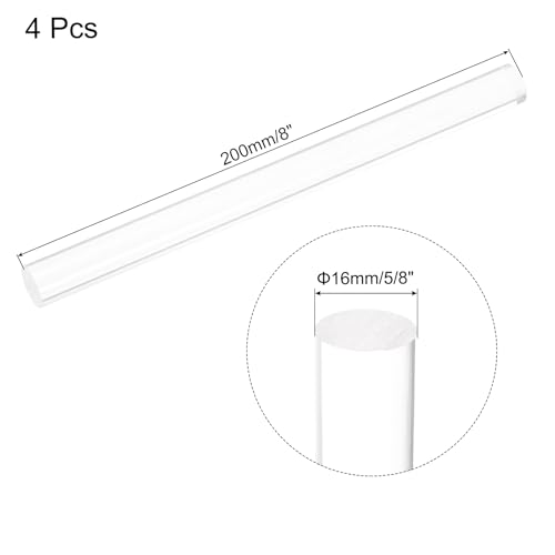 Image of MECCANIXITY 4pcs Acrylic Round Rods 5 /8 inch x 8 inch Clear Acrylic Dowel Rods Sticks Plastic Sticks Strip for DIY Crafts Lighting Gardening Decoration - 16mm x 200mm