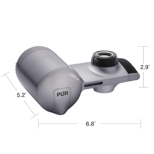 Image of PUR Plus Horizontal Faucet Mount Filtration System with 3-in-1 Lead Reducing Filter, Water Filter for Sink, Lasts 100 Gallons, Compatible with Sinks with External Aerators, Metallic Grey