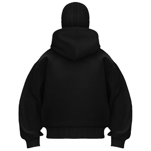 Sudadera balaclava unisex con cremallera 1/4 y capucha ninja Y2K 4