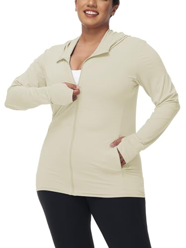 ArmoTex Women's Plus Size UPF 50+ Lightweight Athletic Hoodie Jacket Full Zip Long Sleeve Shirts Outdoor