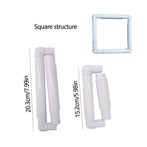 Square Cross Stitch Frames,DBAILY 2pcs Plastic Square Frame Embroidery White Embroidery Clip Frame Universal Clip Frame for Embroidery Quilting Cross-Stitch Needlepoint Silk-Painting - Image 2