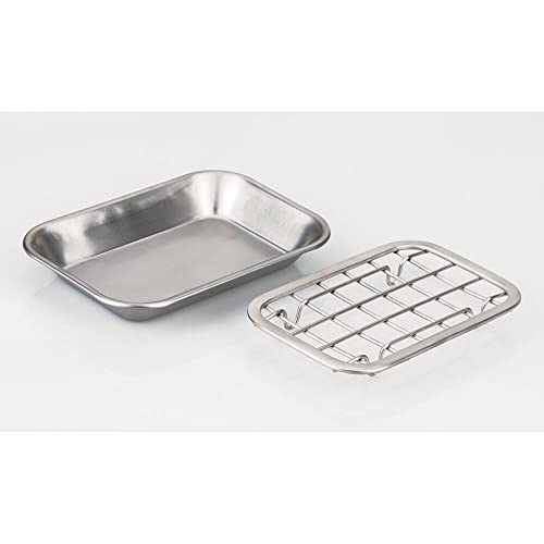 Mdesign Metal 2-Piece Soap Dish Tray With Drainage Grid And Holder For Kitchen Sink Countertops To Store Soap, Sponges, Scrubbers - Rust Resistant - Brushed #TOP3