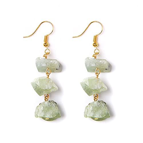 Boucles d'oreilles quartz de forme irrégulière grand quartz naturel unique style crochet doré