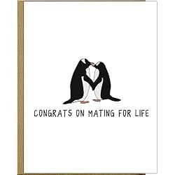 rockdoodles Wedding Card Funny, Engagement Card & Bridal Shower Card For Bride To Be, Funny Wedding Card & Engagement Card With Penguin For The Married Couple Mates For Life