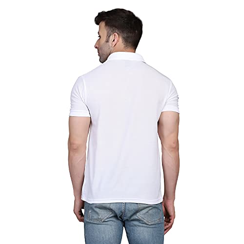 Image of INKKR Men's Combo Polo Neck Polycotton Solid T-Shirt (Pack of 2) White-Yellow