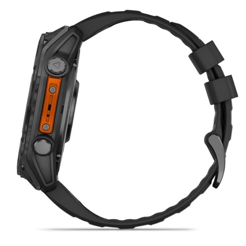 Image of Garmin Fenix 8 51mm AMOLED Sapphire Multisport GPS Smartwatch, Carbon Gray DLC Titanium with Black /Pebble Gray, 010-02905-20 - Bundle w /Deco Essentials Charging Dock, Dust Cover and USB-C Cable