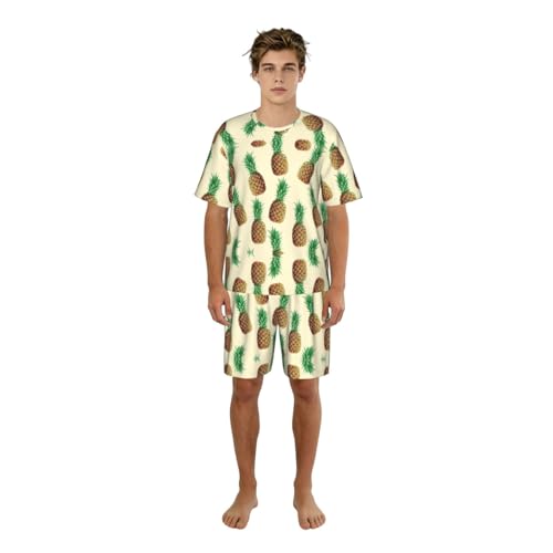 Ensemble de pyjama homme chic motif ananas coupe haut de gamme
